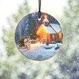 Thomas Kinkade (Christmas Chapel) Starfire Prints™ Hanging Glass Decoration