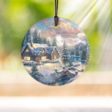Thomas Kinkade (High Country Christmas) Starfire Prints™ Hanging Glass Decoration