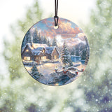 Thomas Kinkade (High Country Christmas) Starfire Prints™ Hanging Glass Decoration