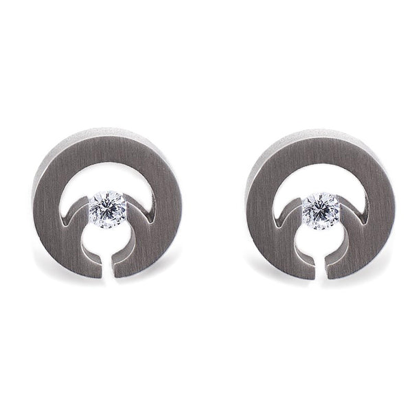 B.Tiff Komenco Earrings Stainless Steel Earrings Tension Set with 0.10ct Diamond Alternative