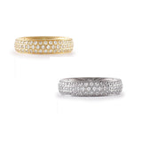 B.Tiff Three-Row Pave Stainless Steel Eternity Ring Silver Gold 4 - 10