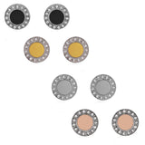 B.Tiff Pave 15-Stone Halo Set Colored Center Stainless Steel Earrings