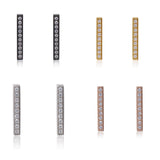 B.Tiff 9-Stone Short Bar Stainless Steel Earrings Pavé 0.02ct  Diamond Alternative