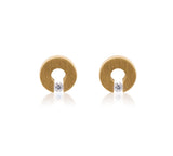 B.Tiff Malfinia Stainless Steel Earrings Tension Set 0.10ct Diamond Cut Round Solitaire