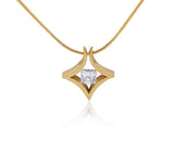 B.Tiff Natal 1 ct Princess Cut Gold Plated Stainless Steel Pendant Necklace