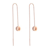 B.Tiff Thread Dangling Circle Stainless Steel Pave Earrings Silver Gold Rose Gold