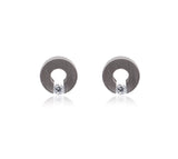 B.Tiff Malfinia Stainless Steel Earrings Tension Set 0.10ct Diamond Cut Round Solitaire